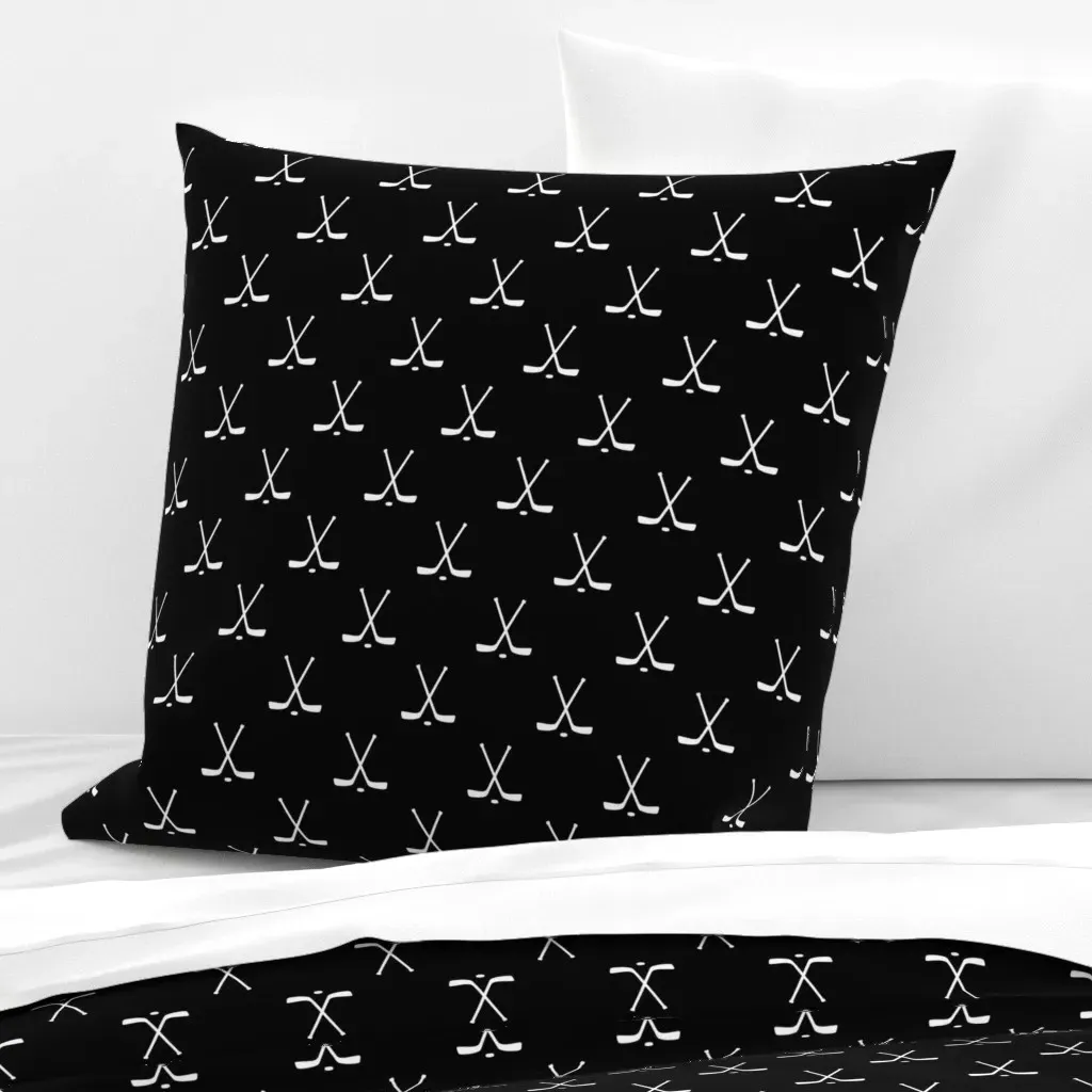 Hockey Sticks Euro Pillow Sham - White, Black product