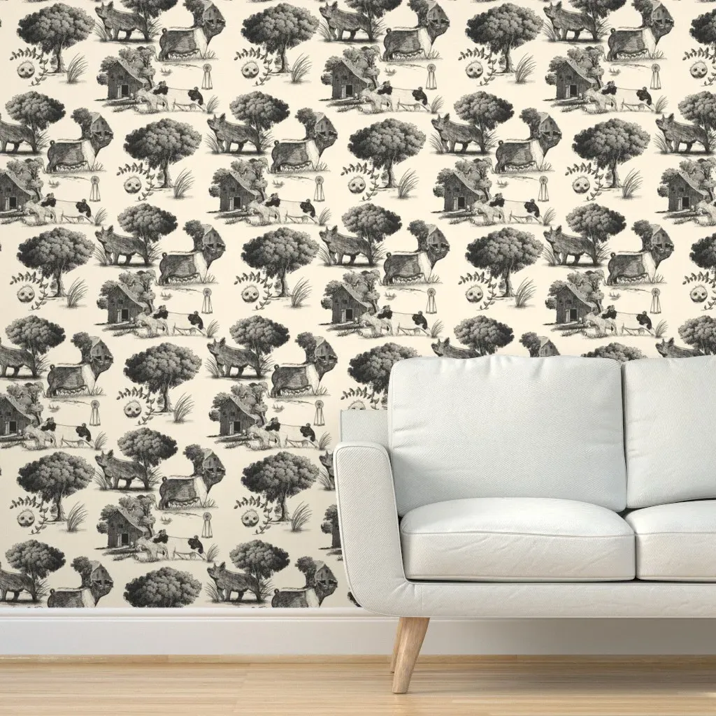 Hog Toile Peel and Stick Wallpaper - Black, Gray product
