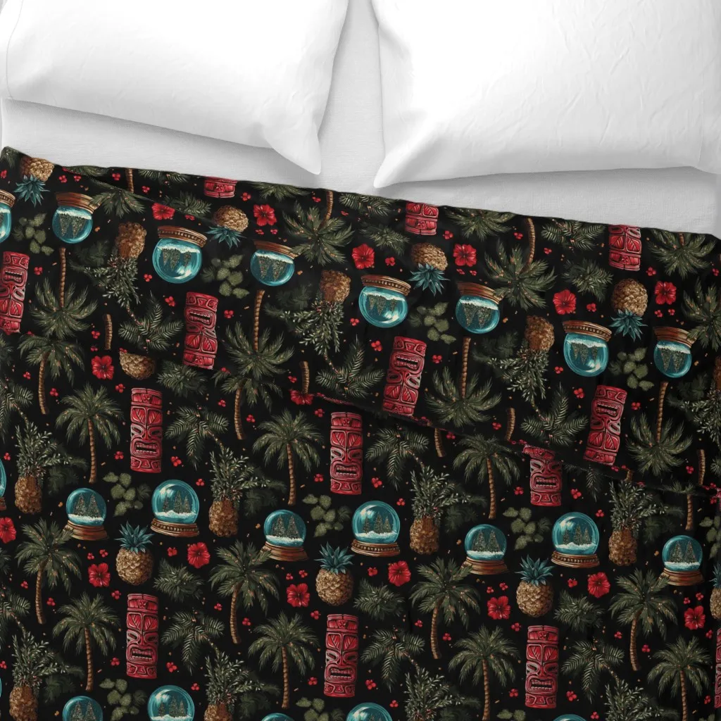 Holiday In The Hibiscus Duvet Cover - Green alternate view