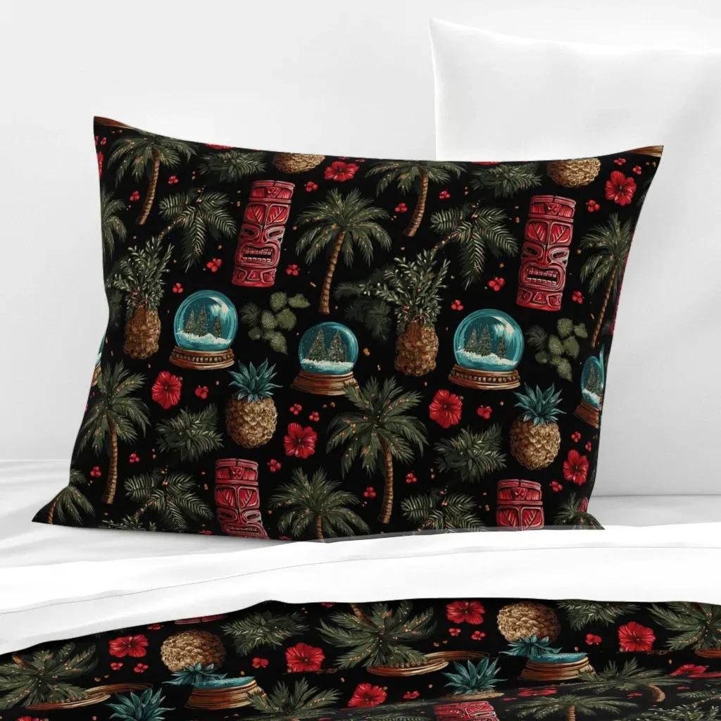 Holiday In The Hibiscus Standard Knife Edge Pillow - Green, Cotton Sateen product