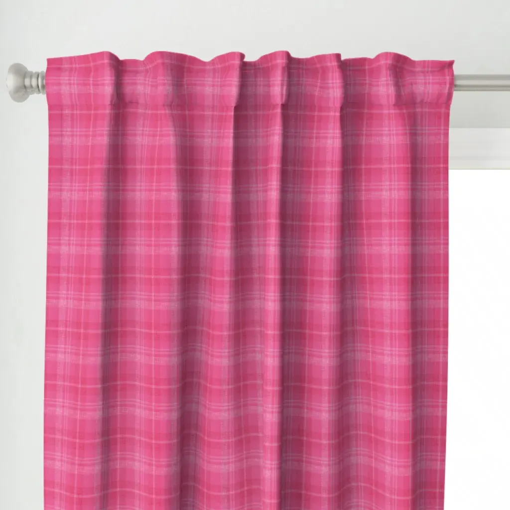 Holiday Texturized Plaid Curtain Panel - Pink alternate view