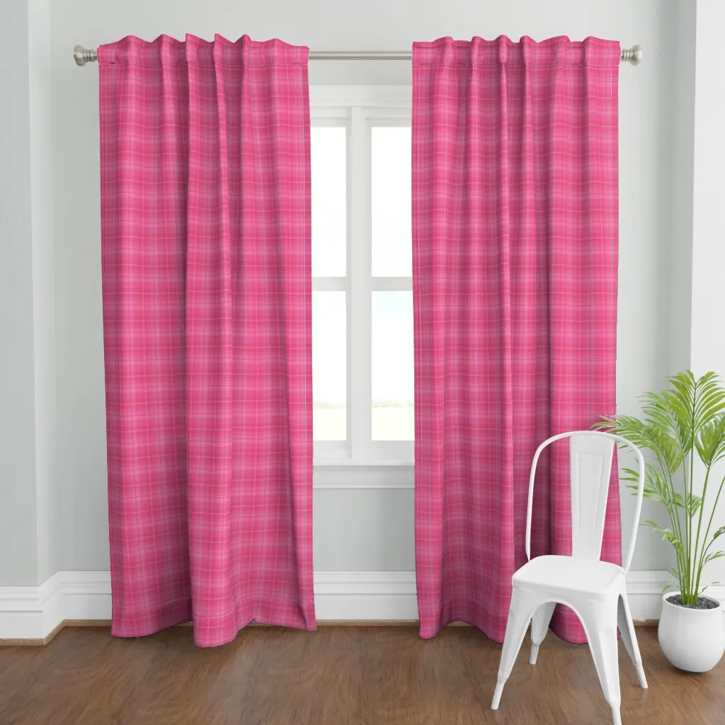 Holiday Texturized Plaid Curtain Panel - Pink product