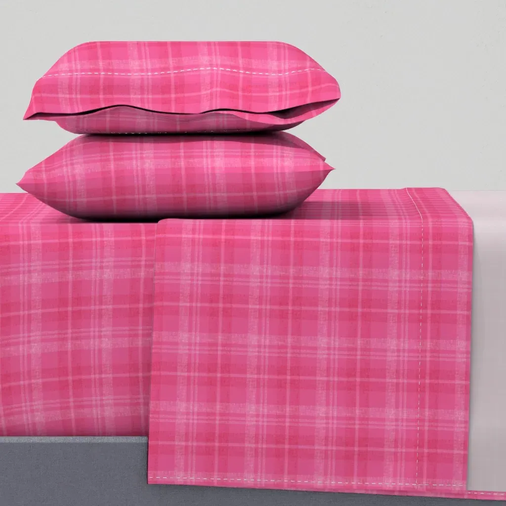 Holiday Texturized Plaid Full Sheet Set - Pink product