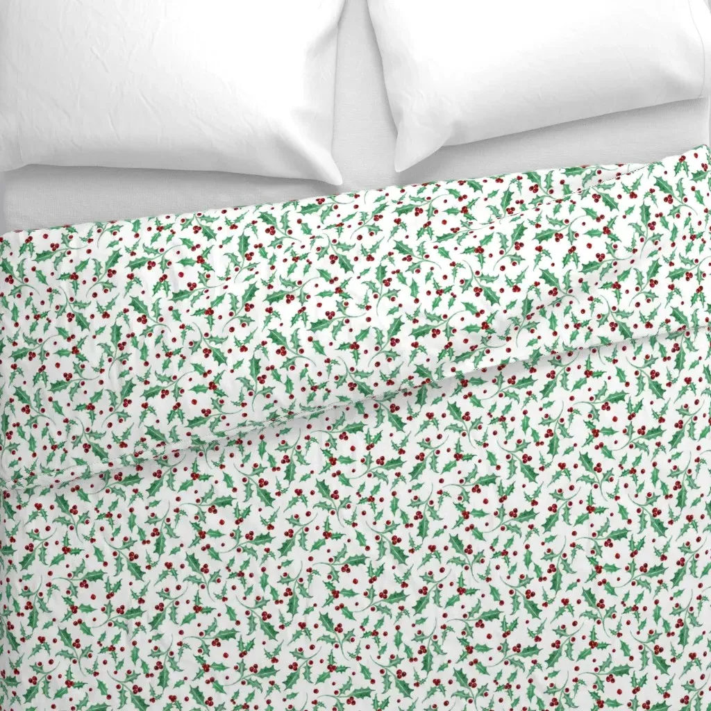 Holly Berry Foliage Duvet Cover - Green alternate view