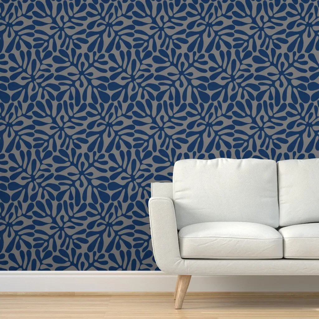 Holly Block Print Peel and Stick Wallpaper - Navy Blue product
