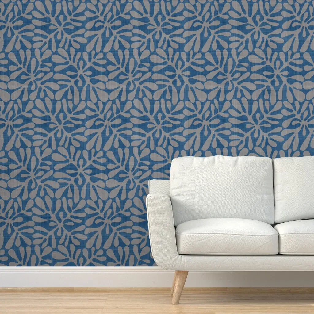 Holly Block Reverse Print Peel and Stick Wallpaper - Dark Blue product