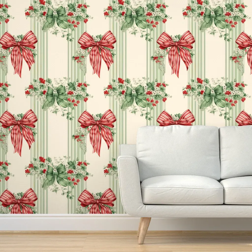 Holly Jolly Peel and Stick Wallpaper Removable - Green product