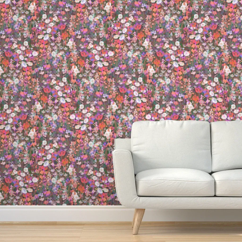 Hollyhocks Painted Peel and Stick Wallpaper - Multicolor product