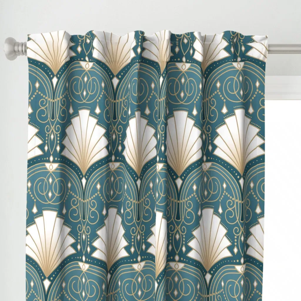 Hollywood Regency Curtain Panel - Teal alternate view