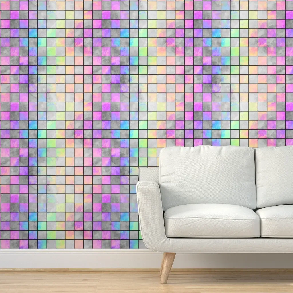 Holographic Dance Floor XL Peel and Stick Wallpaper - Pastel Pink product