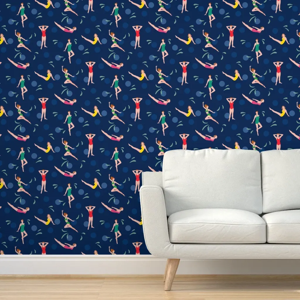 Homage To Esther Williams Peel and Stick Wallpaper - Blue product