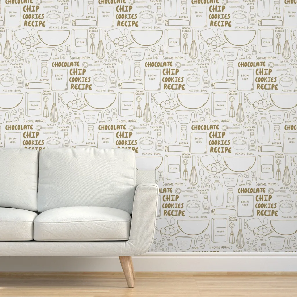 Homemade Cookies Recipe Peel and Stick Wallpaper - Gold, Off White product