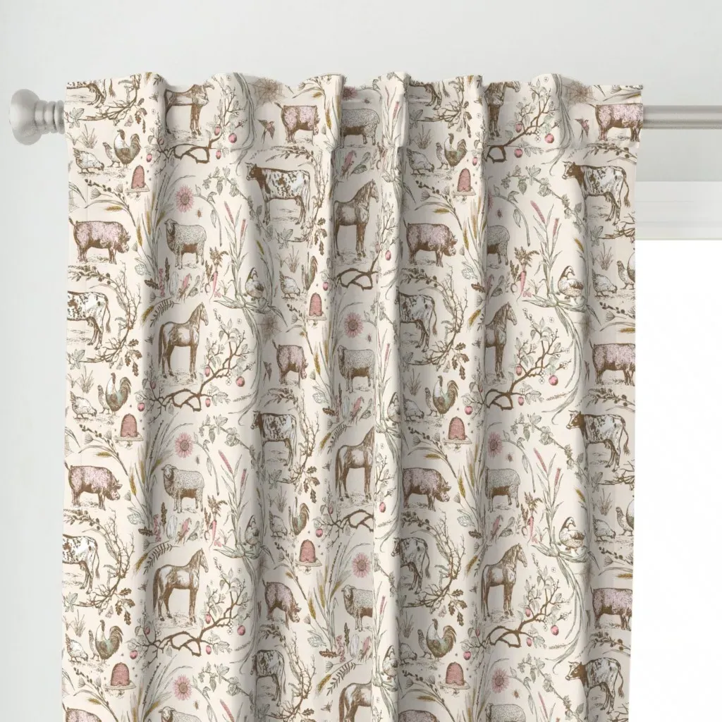 Homestead Farm Toile Curtain Panel - Beige alternate view