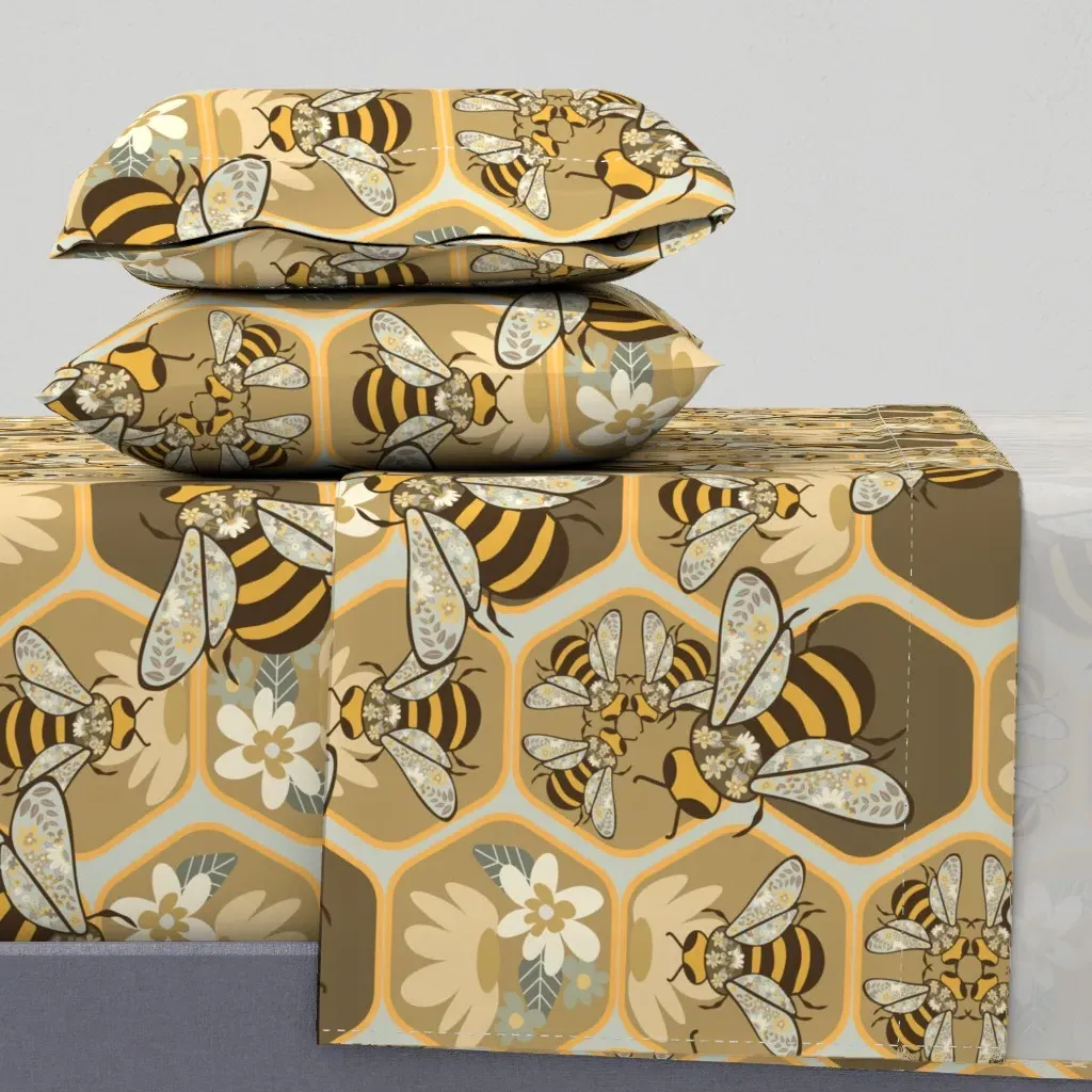 Honey Bee Boho Twin XL Sheet Set - Mustard Yellow product