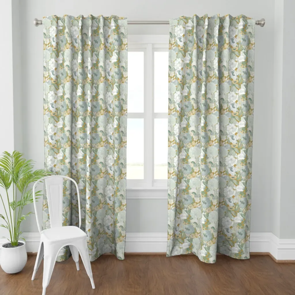 Honey Bees Wildflowers Curtain Panel - Mustard Yellow product