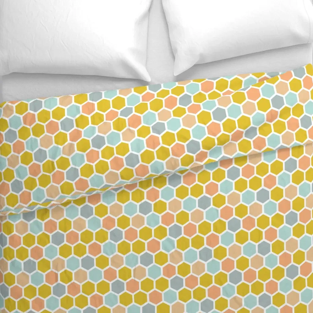 Honeycomb Duvet Cover - Mustard Yellow alternate view