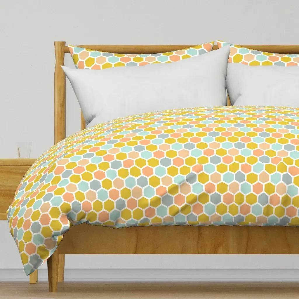 Honeycomb Duvet Cover - Mustard Yellow product