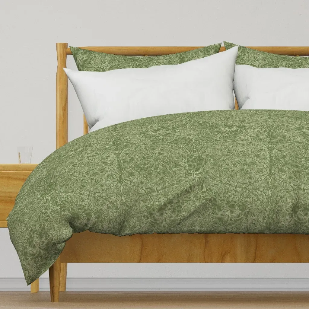 Honeysuckle And Tulip Duvet Cover - Sage Green product