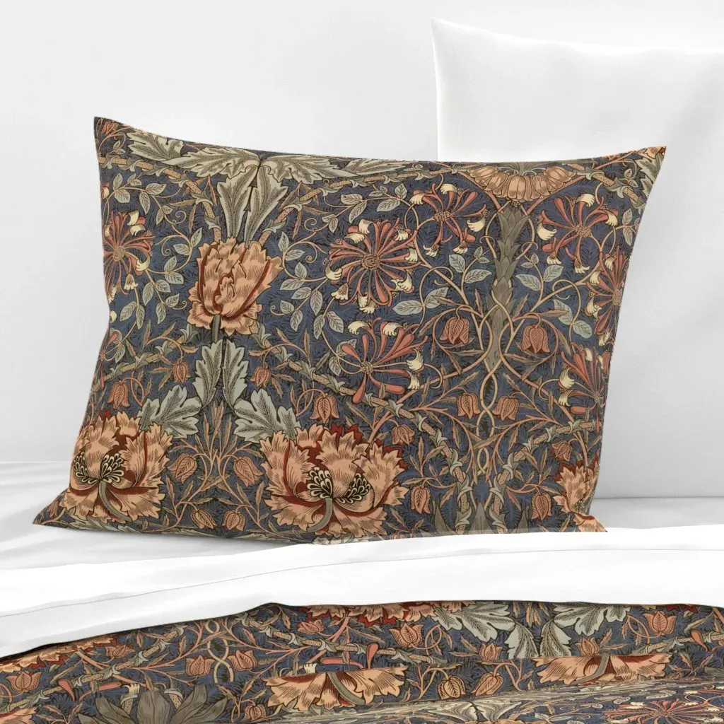 Honeysuckle And Tulip Indigo William Morris Standard Pillow - Peach, Cotton Sateen product