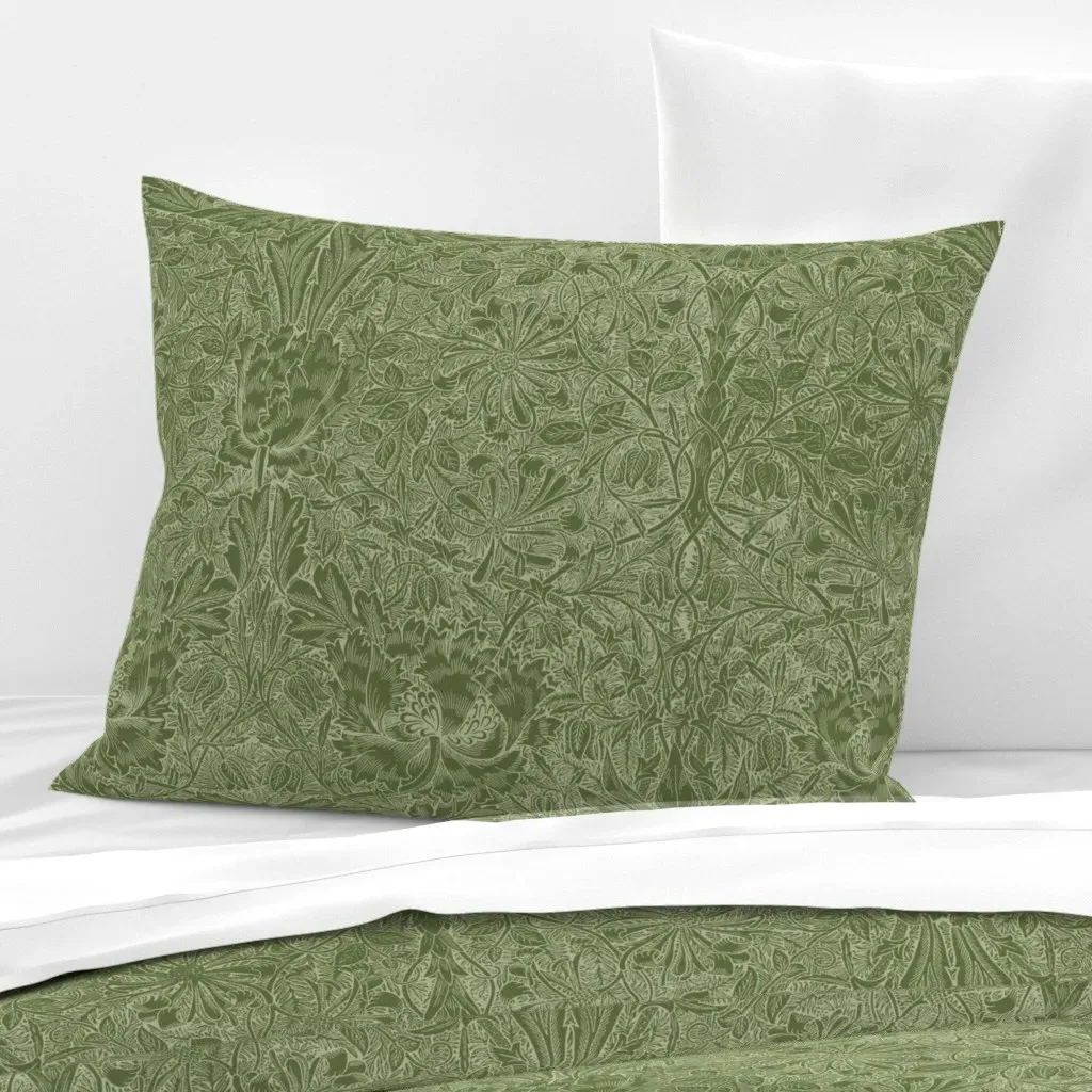 Honeysuckle And Tulip Standard Knife Edge Pillow - Sage Green, Cotton Sateen product