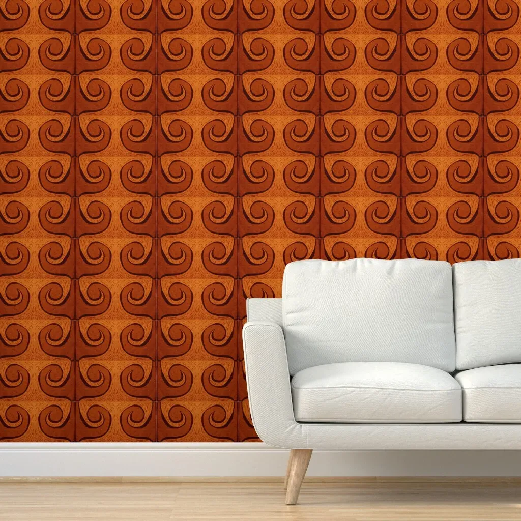 Honolulu Wave Peel and Stick Wallpaper - Burnt Orange product