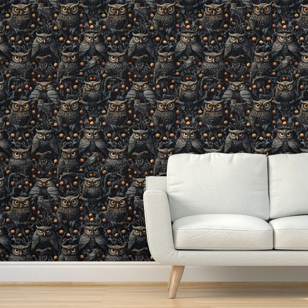 Hoo Goes There Peel and Stick Wallpaper - Dark Gray product