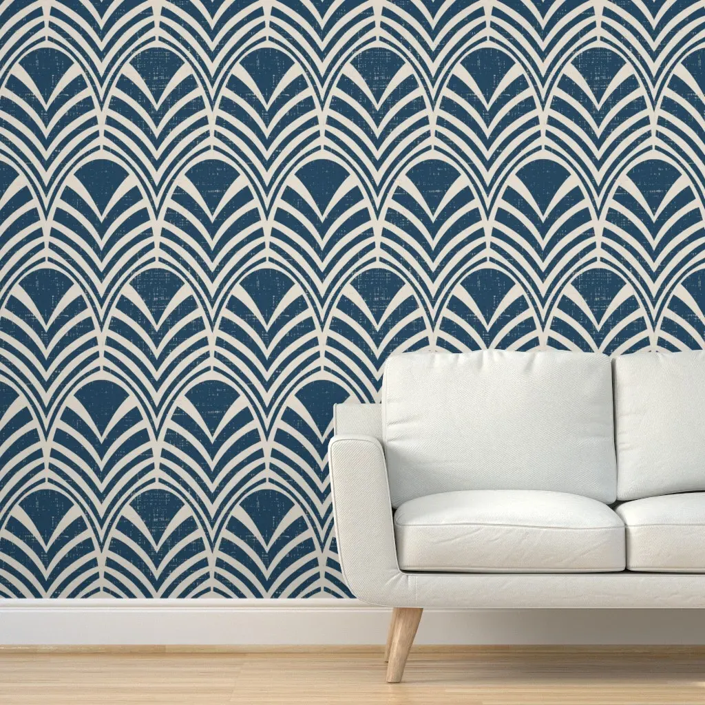 Horizon Geometric Art Deco Arches Peel and Stick Wallpaper - Navy Blue product