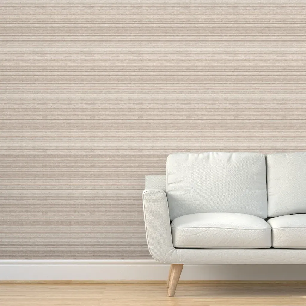 Horizontal Stripe Peel and Stick Wallpaper - Beige, Woven Texture product