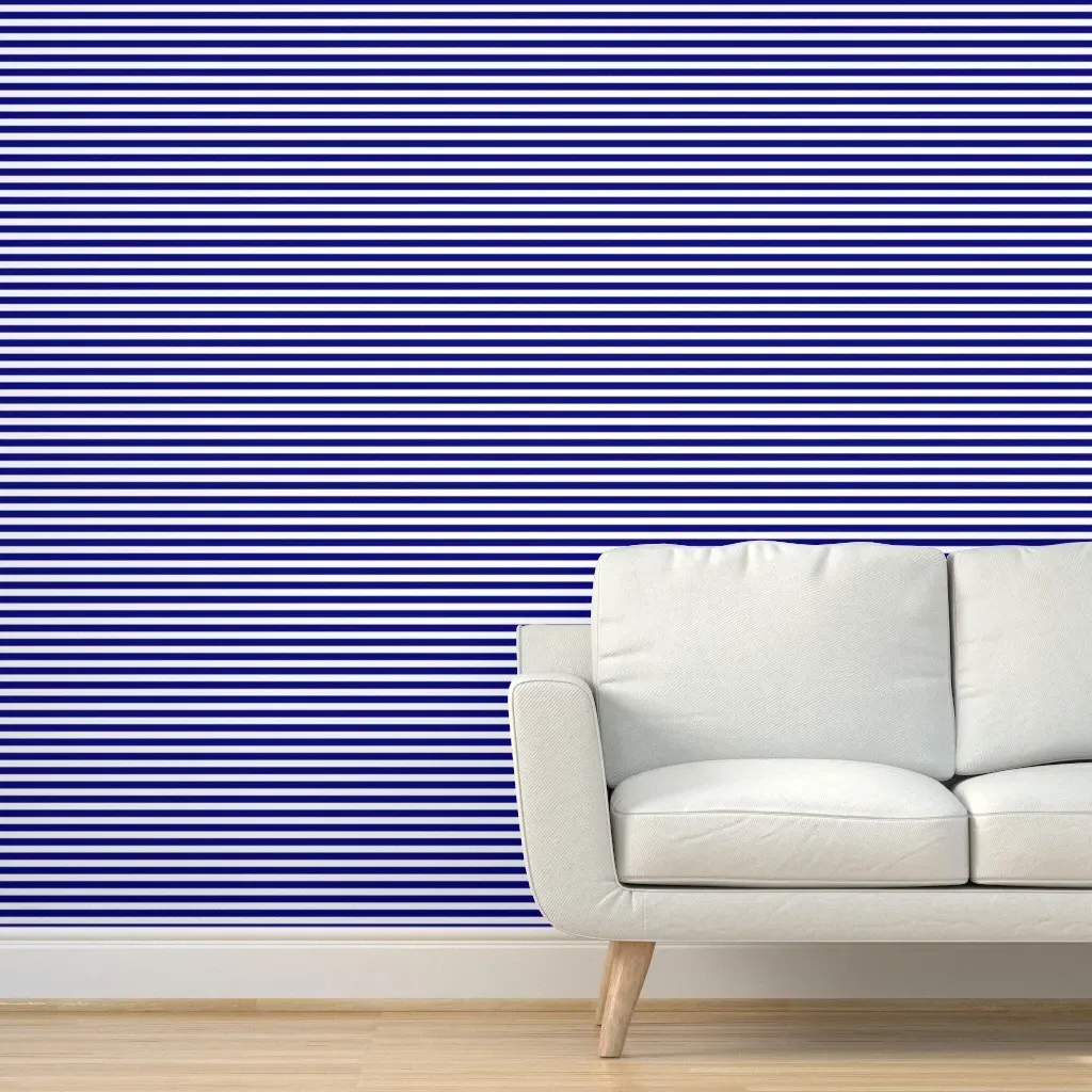 Horizontal Stripes Peel and Stick Wallpaper - Navy Blue, White product