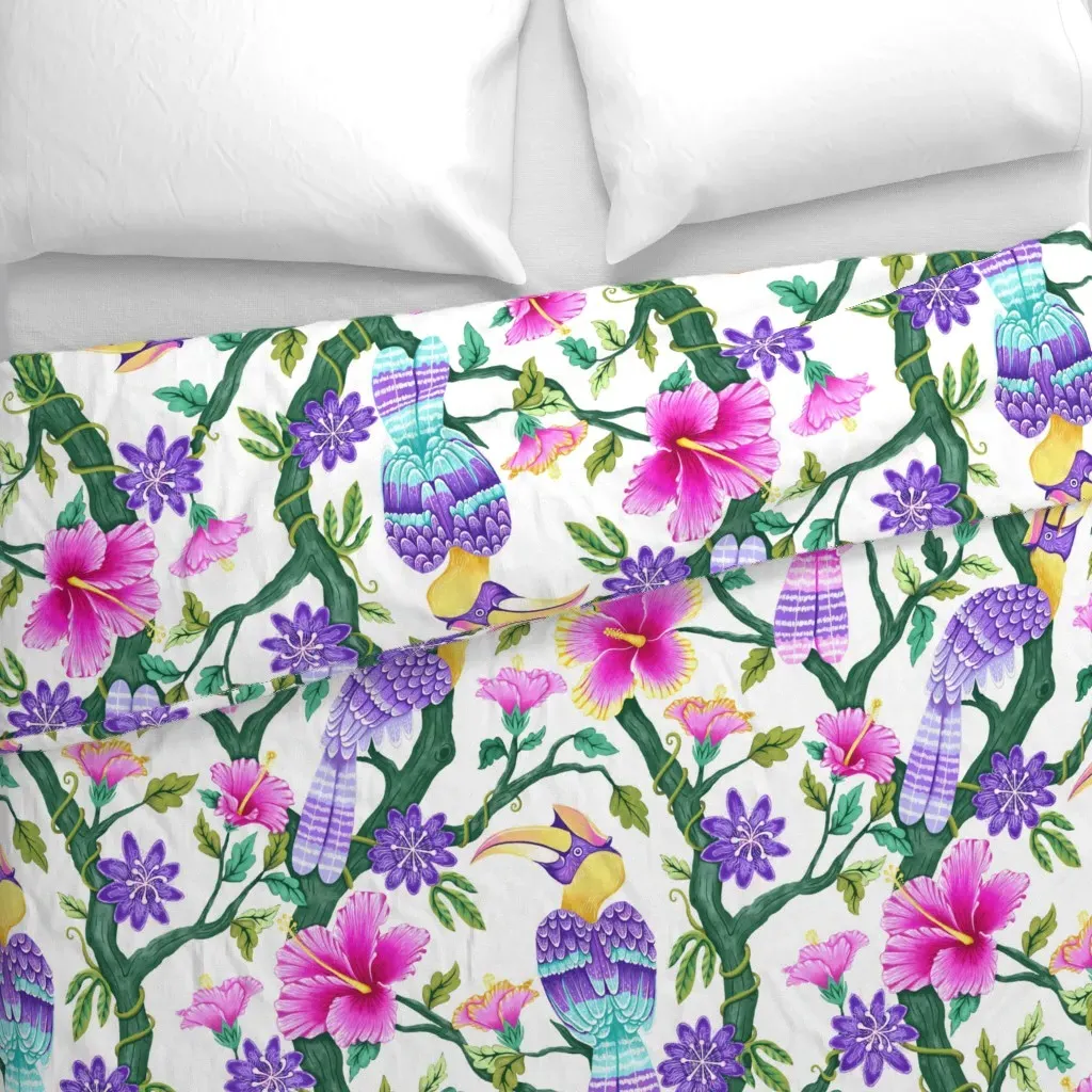Hornbill Birds Amongst Duvet Cover - Pink alternate view