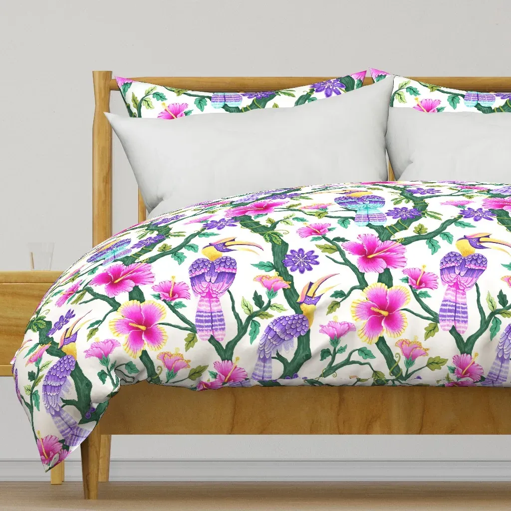 Hornbill Birds Amongst Duvet Cover - Pink product