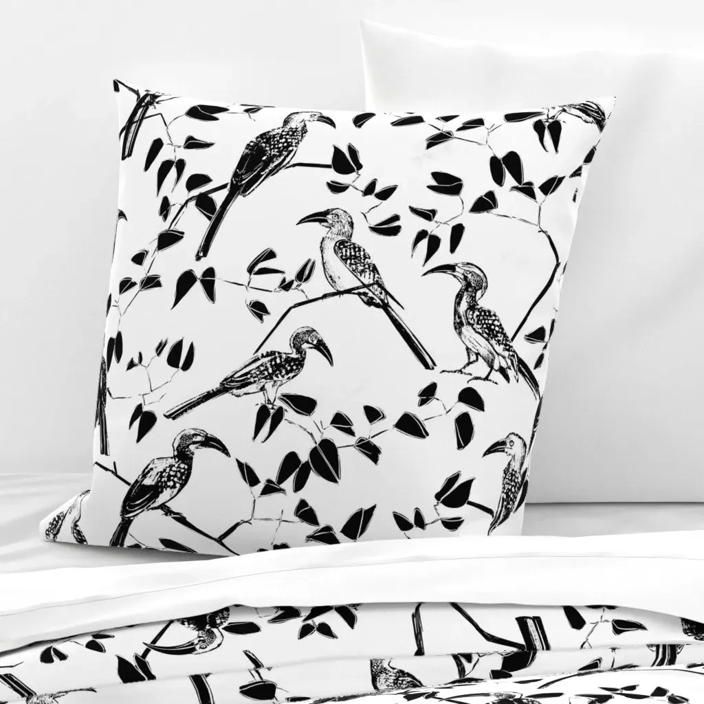 Hornbill & Mopane Block Print Euro Pillow Sham - Black product