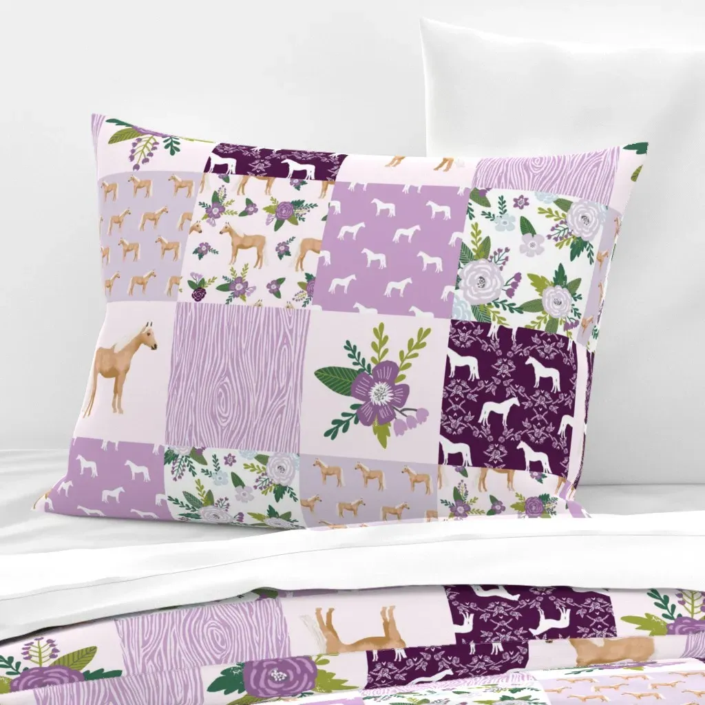 Horse Cheater Quilt Knife Edge - Lavender, Cotton Sateen product