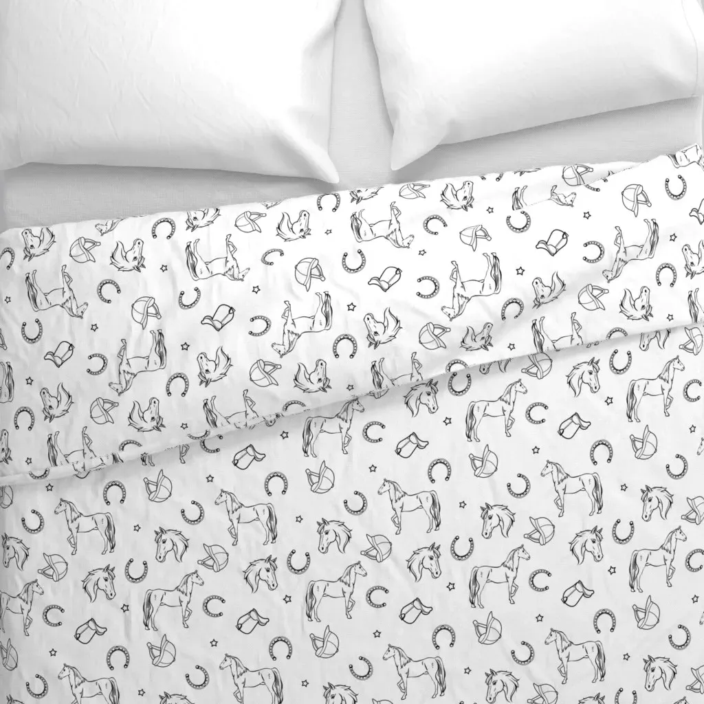 Horse Lovers Duvet Cover - Black, White alternate view