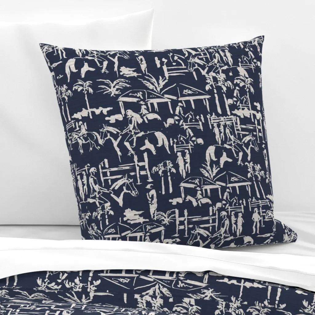 Horse Park Dark Blue Euro Pillow Sham - White product