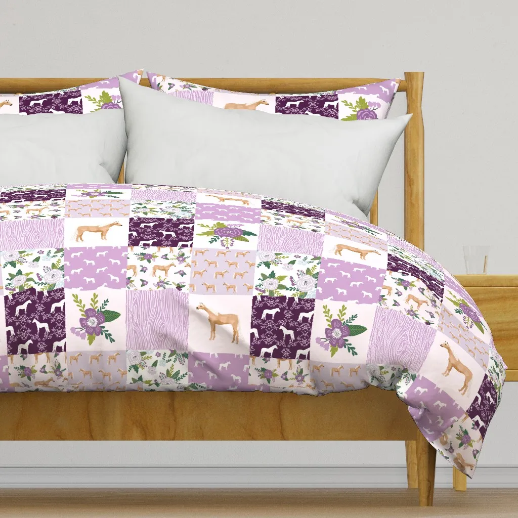 Horse Quilt Pattern Duvet Cover - Lavender product