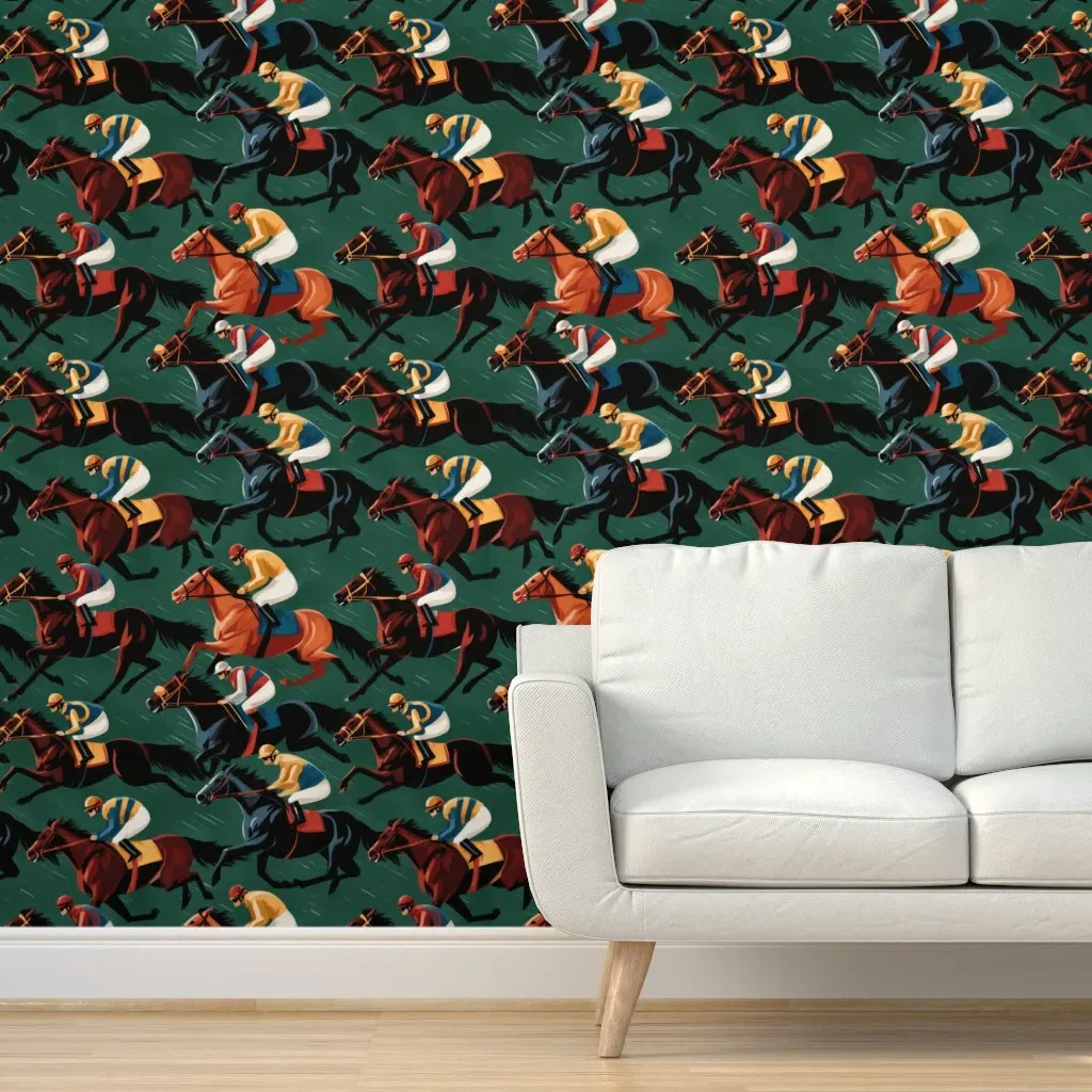 Horse Racing Abstraction Peel and Stick Wallpaper - Brown product