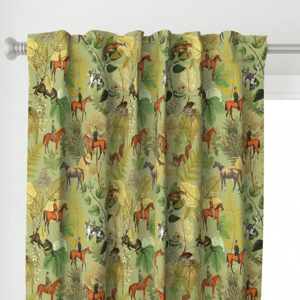 Horse Riding Curtain Panel - Orange alternate view