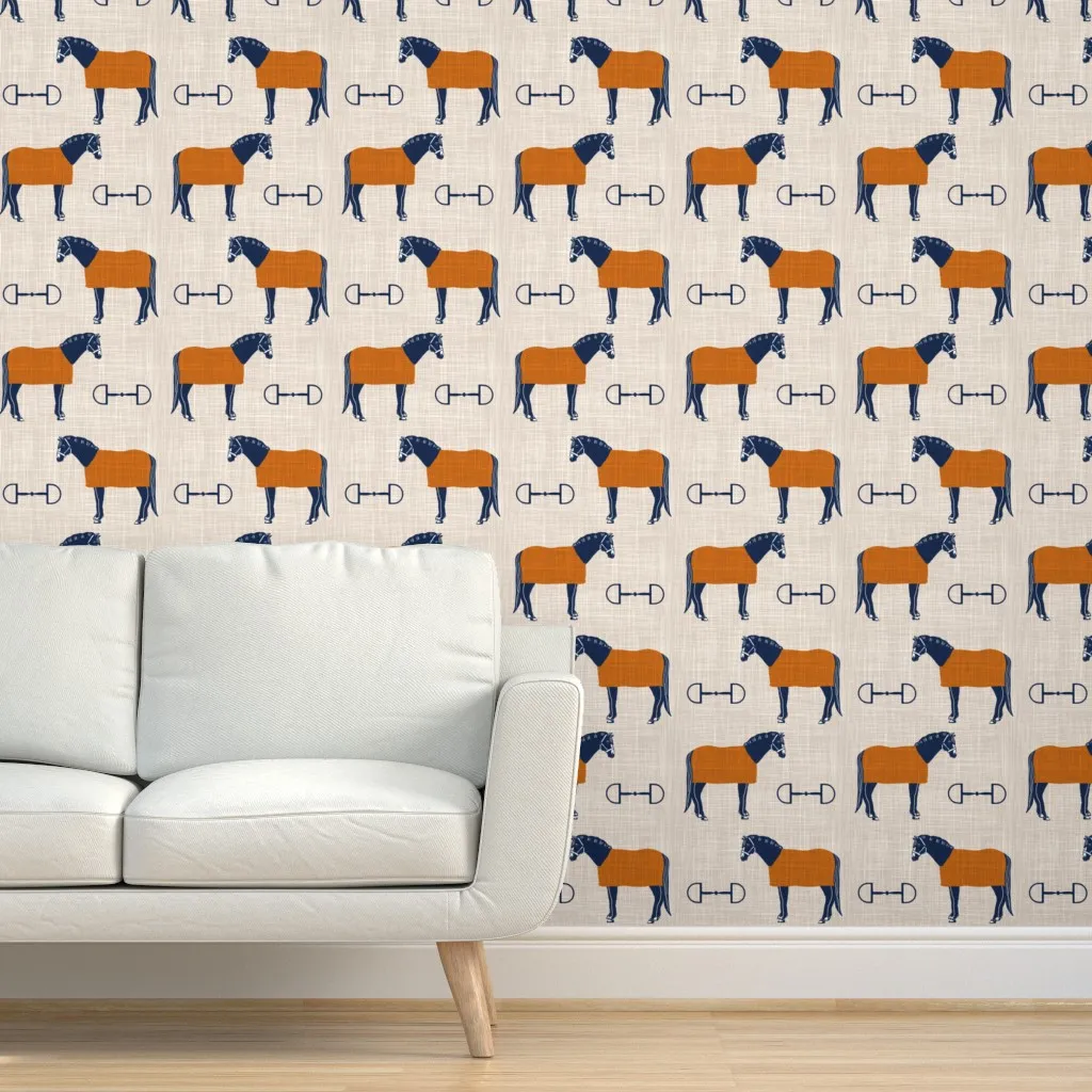 Horses Bits And Blankets Peel and Stick Wallpaper - Burnt Orange product