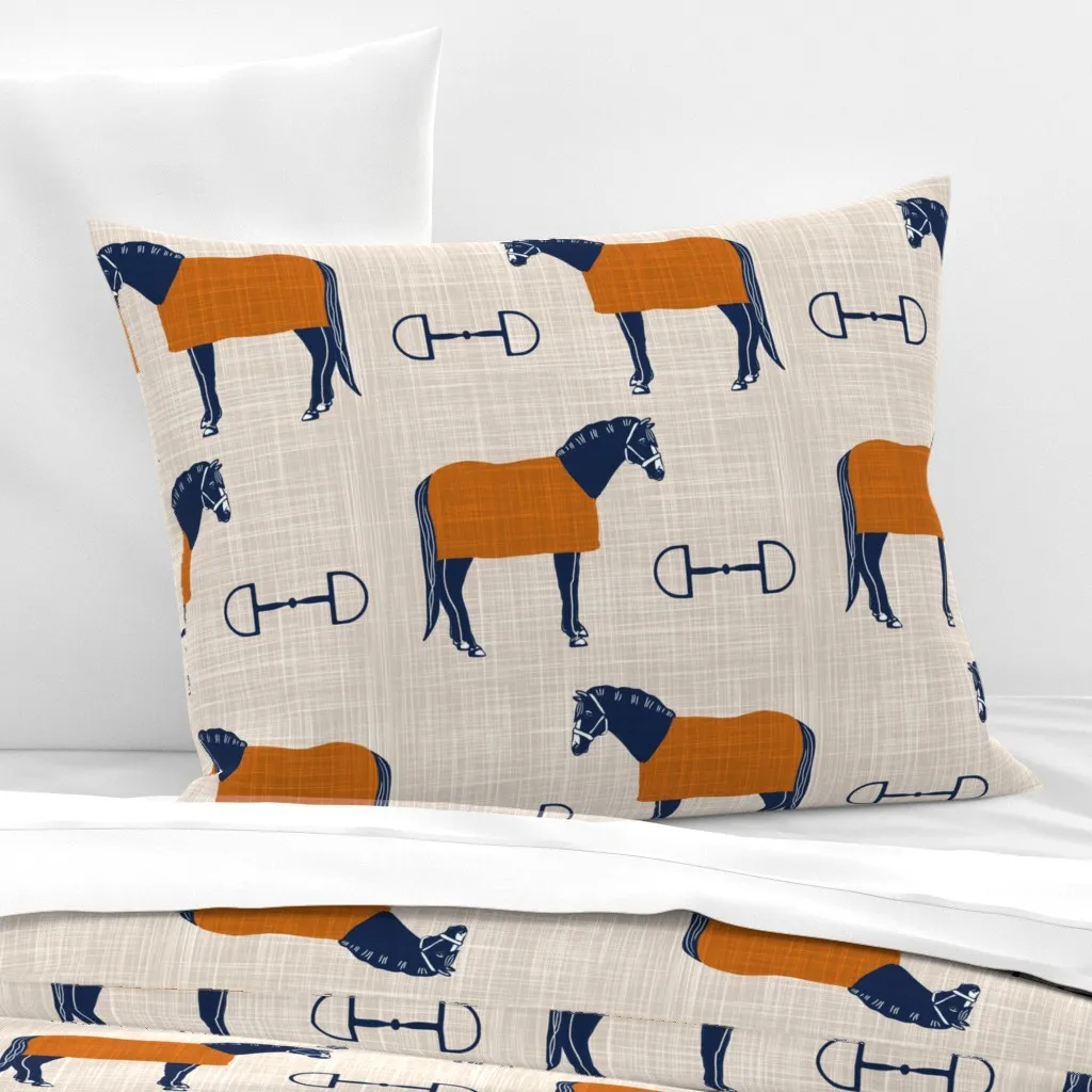 Horses Bits And Blankets Standard Knife Edge Pillow - Orange, Cotton Sateen product