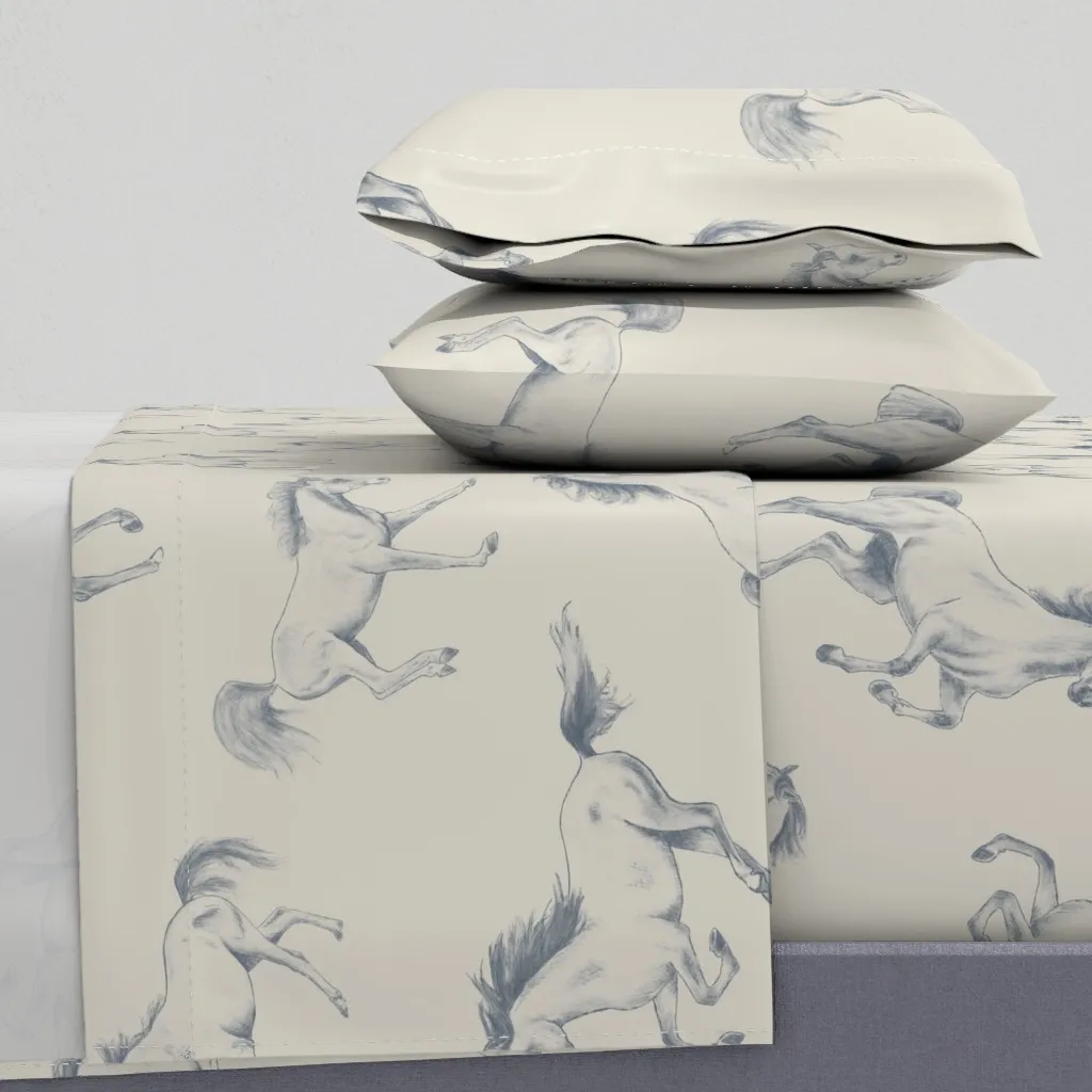 Horses Wild West Cowboys King Sheet Set - Gray product