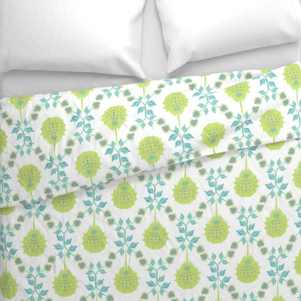 Horseshoe Crab Damask Duvet Cover - Lime Green alternate view