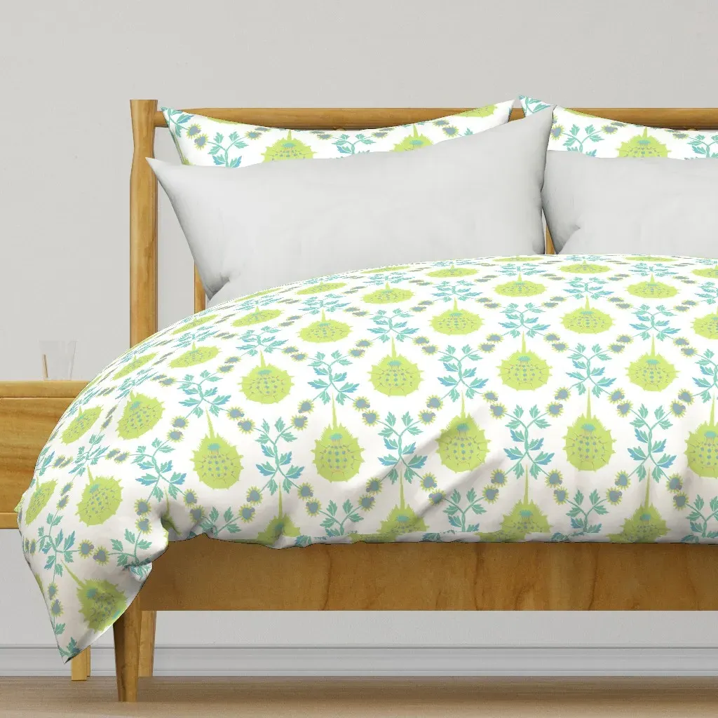 Horseshoe Crab Damask Duvet Cover - Lime Green product