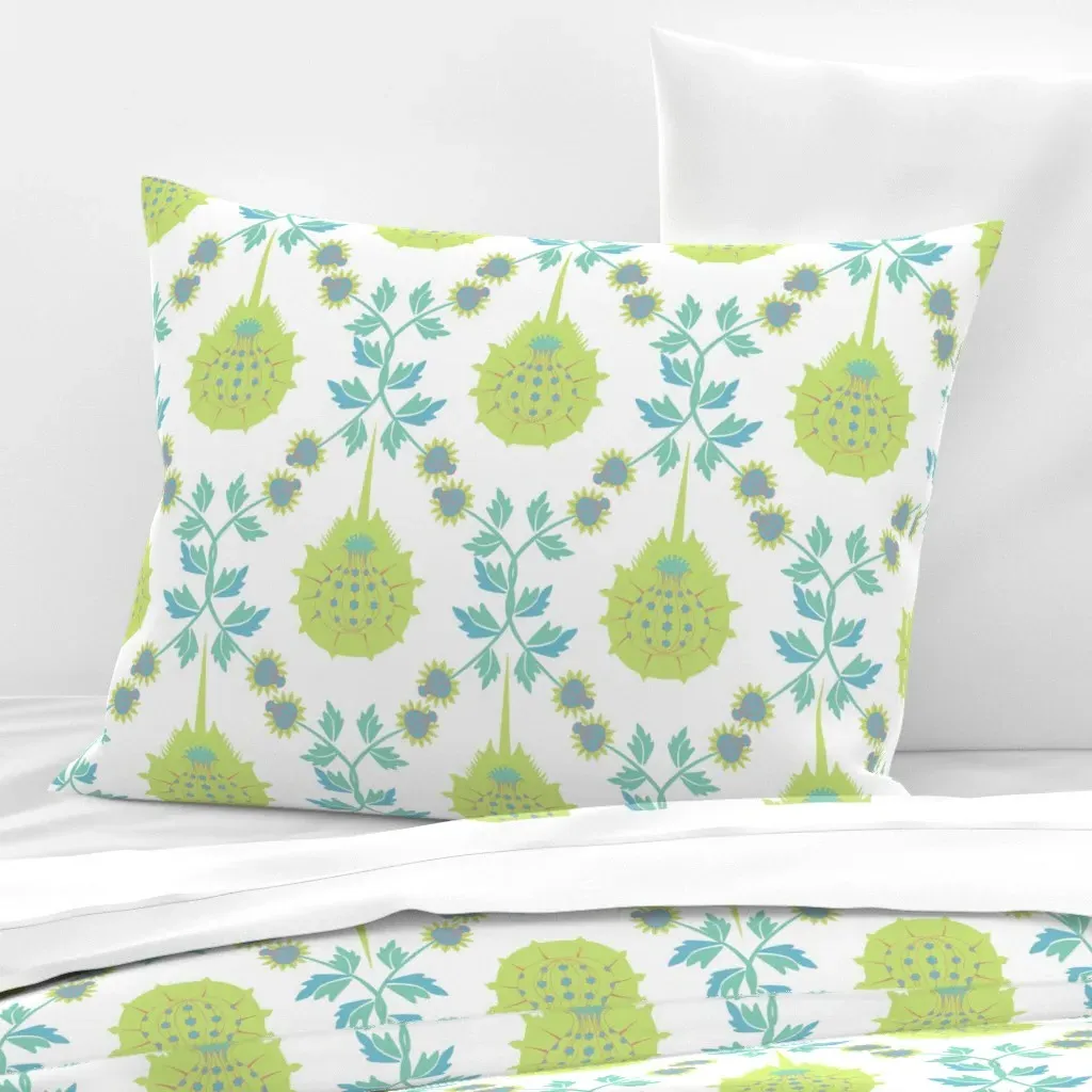 Horseshoe Crab Damask Standard Knife Edge Pillow - Lime Green, Cotton Sateen product
