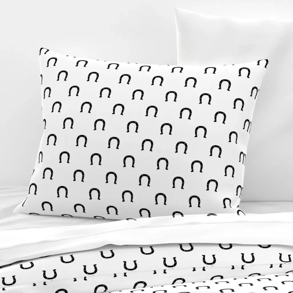 Horseshoe Pattern Standard Knife Edge Cushion Cover - Black, Cotton Sateen product