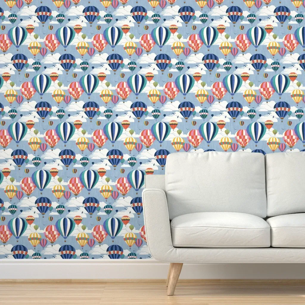 Hot-Air Balloon Fiesta Peel and Stick Wallpaper - Light Blue product
