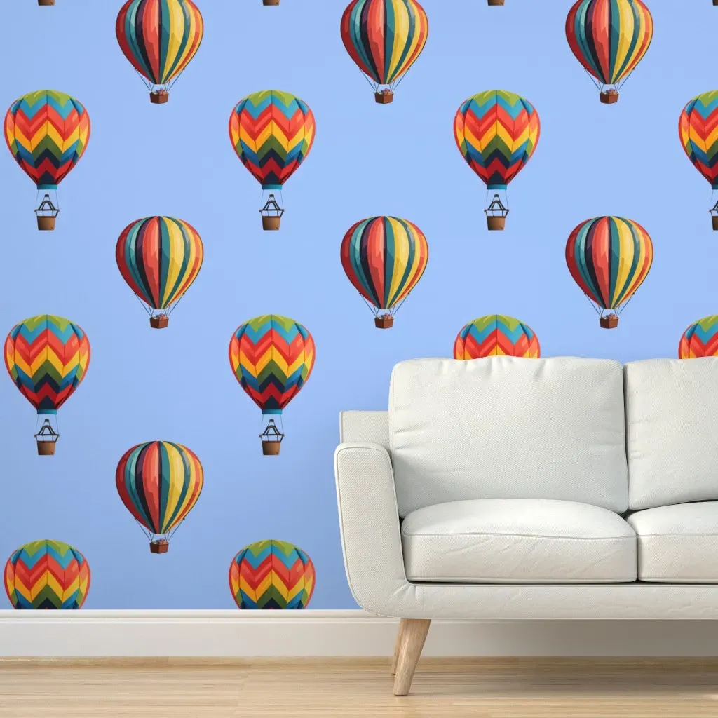 Hot Air Balloons In The Sky Peel and Stick Wallpaper - Red product