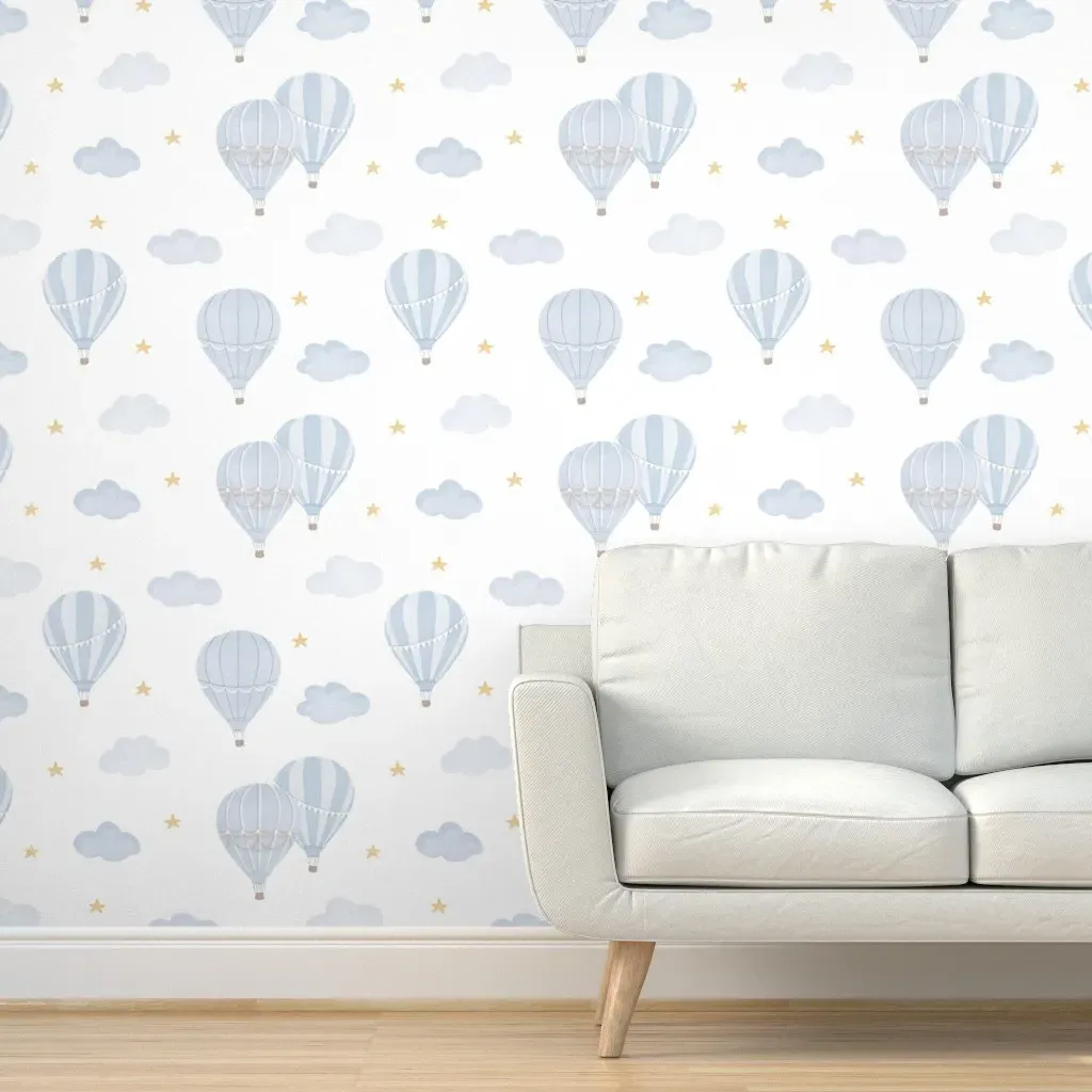 Hot Air Balloons Peel and Stick Wallpaper - Dusty Blue product