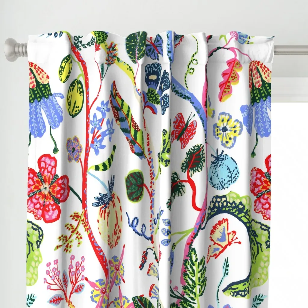 Hot House Florals Style Curtain Panel - Red alternate view