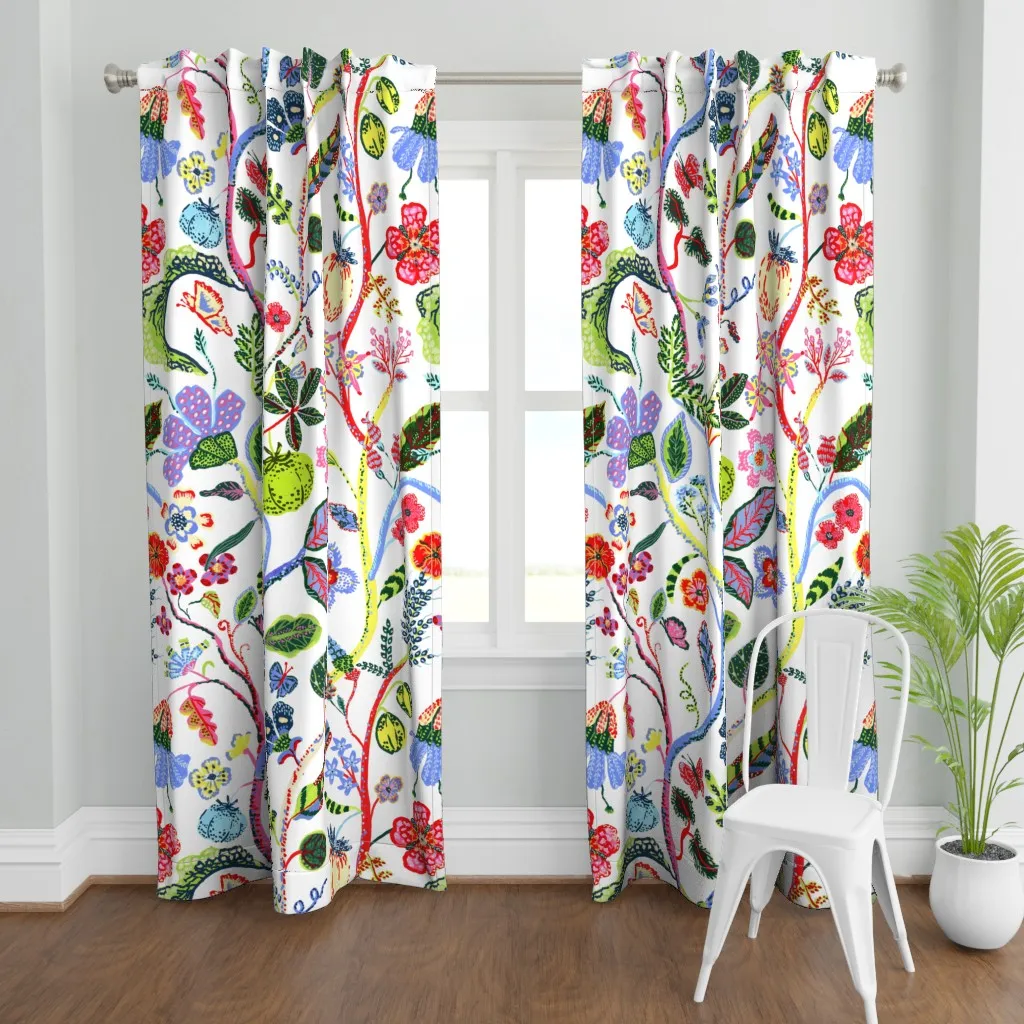Hot House Florals Style Curtain Panel - Red product